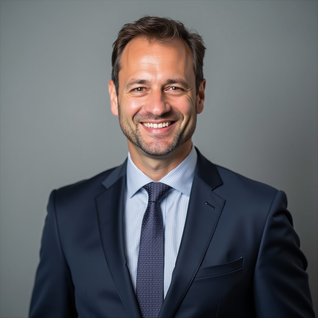 Professionelles Porträtfoto von Dmitry Sokolov, Chief Financial Advisor, in formeller Geschäftskleidung mit freundlichem, professionellem Gesichtsausdruck vor neutralem Hintergrund