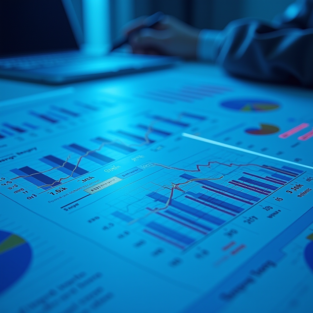 Detaillierte Risikomanagement-Dashboards mit Währungsexposure-Analysen, Value-at-Risk-Berechnungen, Stress-Test-Szenarien und Hedging-Effektivitätsmessungen in professionellem blau-weißem Design